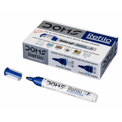 DOMS Refilo Whiteboard Marker Pen - Pack of 10 Markers | Refillable & Non-Toxic