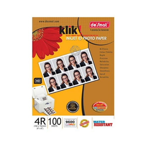 Desmat Klik Glossy Photo Paper A4 Size, 180 GSM (9600 DPI) -50 Sheets