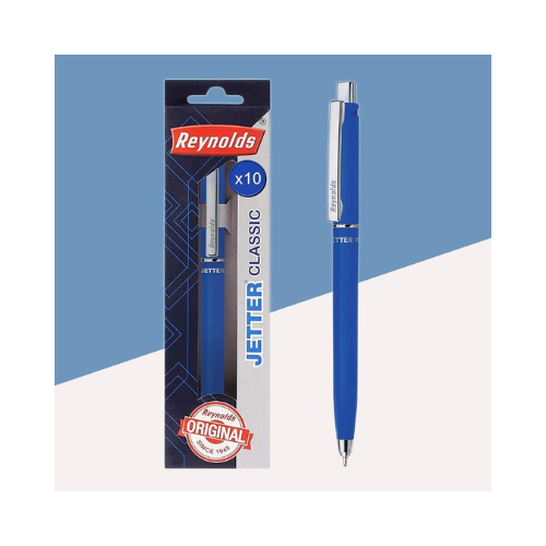 Reynolds Jetter BP Classic Ball Pens | Fine Point (0.7mm) | Blue Ink | 10 Count