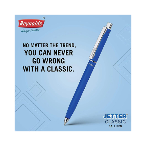 Reynolds Jetter BP Classic Ball Pens | Fine Point (0.7mm) | Blue Ink | 10 Count