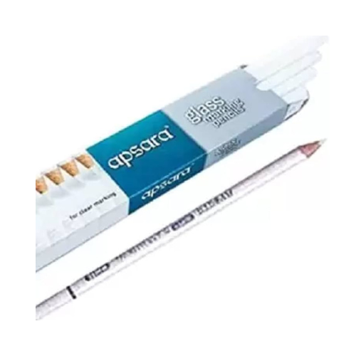 Apsara Glass Marking Pencil White, Pack of 10 (100 Pencils)