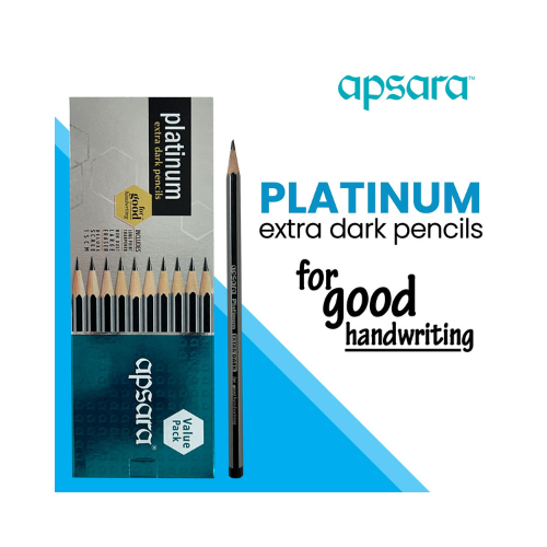 Apsara Platinum Extra Dark Pencils - Pack of 10 (100 Pencils)