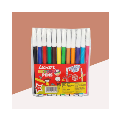 Luxor Multicolour 12 Sketch Pen Pack of 5-Vibrant Colors for Creative Art