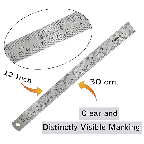 12" Steel Scale 30 cm - Durable and Accurate Measuring Tool