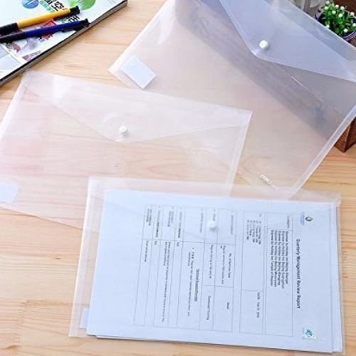 A4 Document File Bag | Transparent Envelope | Storage Organizer | Pack of 12