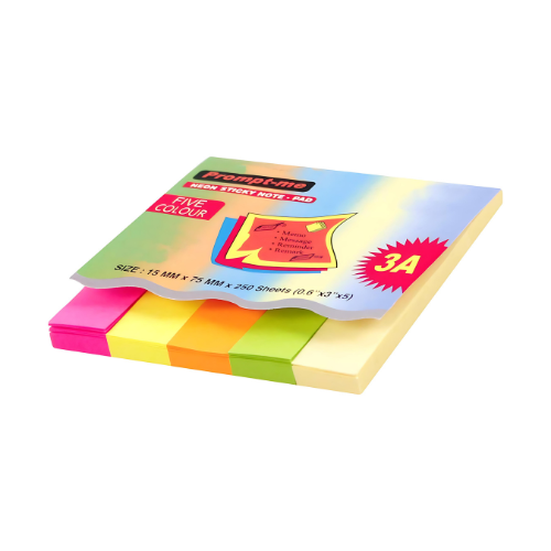 Re Stick Paper Flags 5 Colour Prompts 1.2x4.5 cm - 250 Sheets Pack