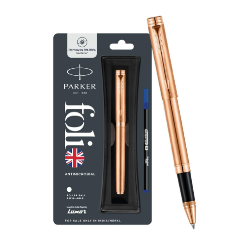 Parker Foli Gold Roller Ball Pen Pack of 1 Elegant Finish Blue