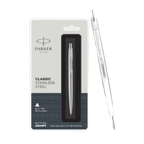 Parker Classic Stainless Steel Ball Pen Blue | Refillable Pack of 1