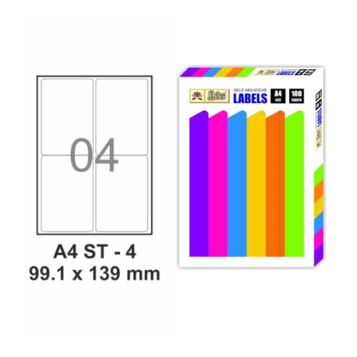 Lotus A4 ST4 Labels – 4 Labels per Sheet, Pack of 100 Sheets (400 Labels Total)