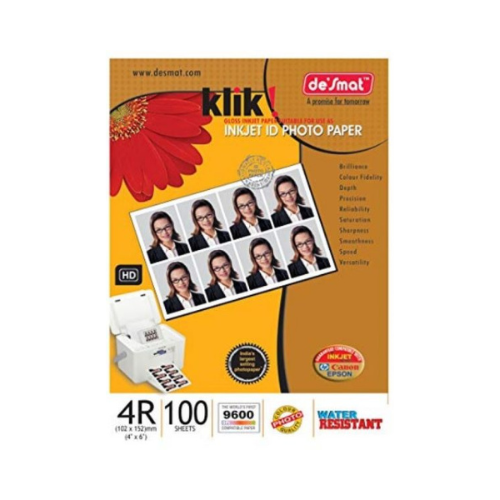 Desmat Klik Glossy Photo Paper A4 – 180 GSM | 9600 DPI | Pack of 50 Sheets