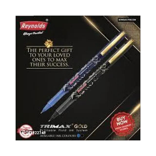 Reynolds Trimax Gold Roller Pen | Pack of 5 | Premium Smooth Writing | Elegant Design