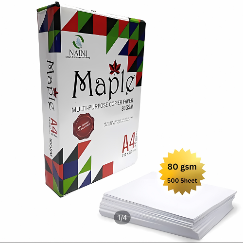 Maple A4 Copier Paper | 80 GSM | Pack of 10 | 5000 Sheets | High Brightness