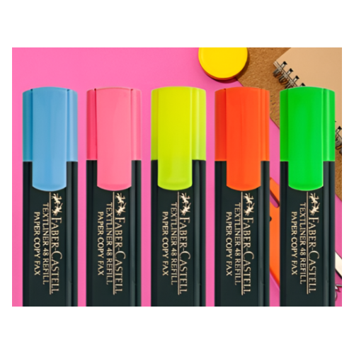 Faber Castell Highlighter | Set of 5 | Mixed Color Set | Precision Highlighting