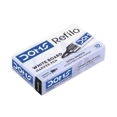 DOMS Refilo Whiteboard Marker Pen - Pack of 10 Markers | Refillable & Non-Toxic