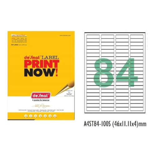 Desmat A4 Labels – 84 per Sheet | Self-Adhesive | Pack of 100 Sheets