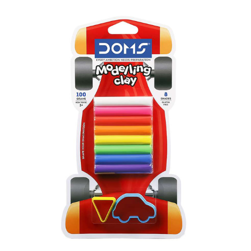 DOMS Modelling Clay 8 Shades | Pack of 1 | Non-Toxic and Versatile Craft Clay