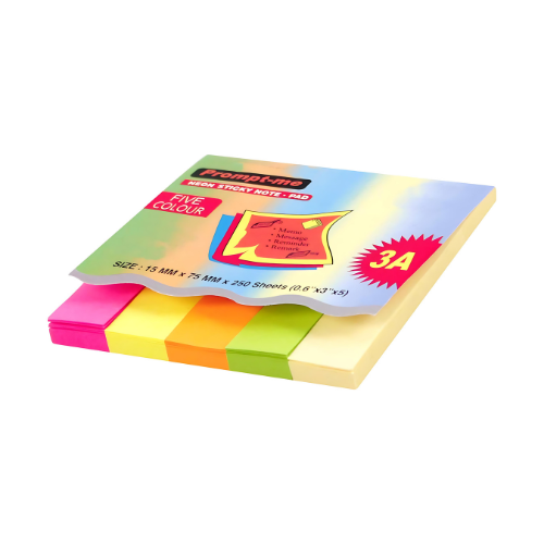 Re Stick Paper Flags 5 Colour Prompts 1.2x4.5 cm | 250 Sheets Pack