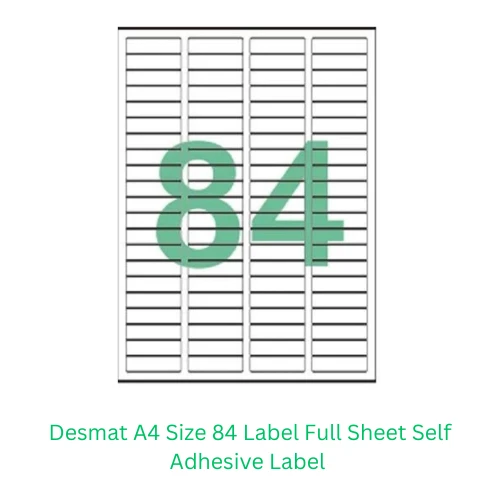 Desmat A4 Size 84 Label Full Sheet Self Adhesive Label - Pack of 100 Sheets