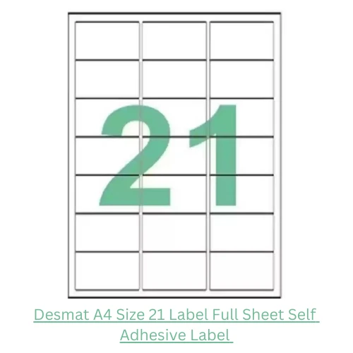 Desmat A4 Size Paper Labels 21 Label Per Sheet (Pack of 100 Sheets)