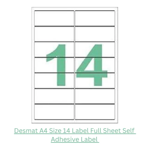 Desmat A4 Size Paper Labels 14 Label Per Sheet (Pack of 100 Sheets)