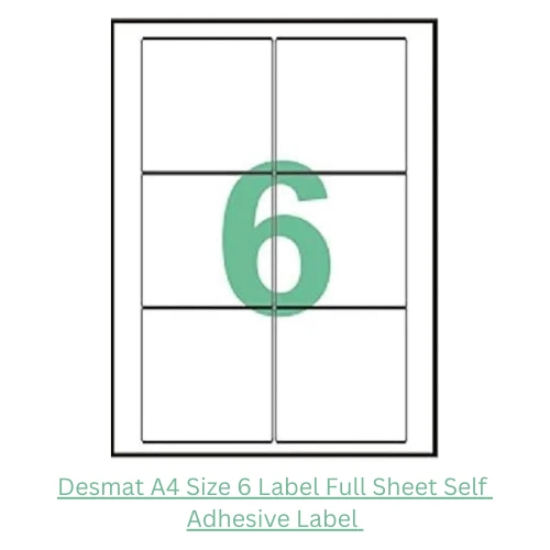 Desmat ST6 A4 Size Self-Adhesive Paper (6 Labels Per Sheet) - 100 Sheets