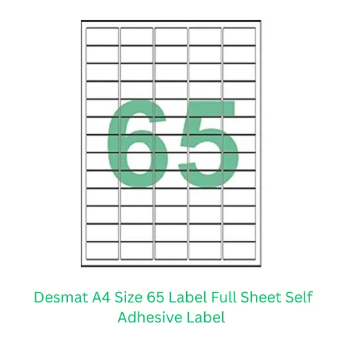 Desmat A4 Size Paper Labels 65 Label Per Sheet (Pack Of 100 Sheets)