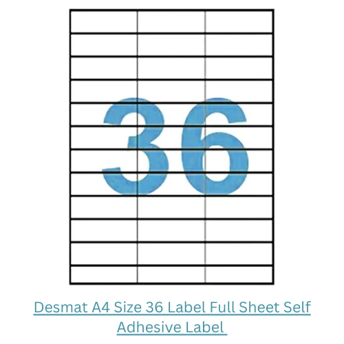 Desmat A4 Size Paper Labels Sticker 36 Label Per Sheet (Pack of 100 Sheets)