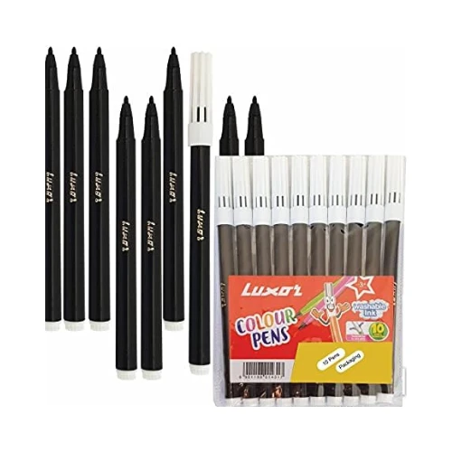 Luxor Sketch Pen Pack of 10 - Bold & Smooth Lines for Art and Design